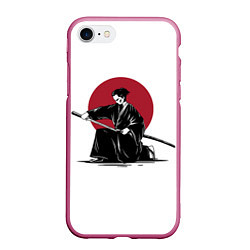 Чехол iPhone 7/8 матовый Японский самурай Z, цвет: 3D-малиновый