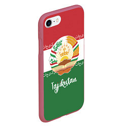Чехол iPhone 7/8 матовый Таджикистан, цвет: 3D-малиновый — фото 2