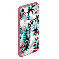 Чехол iPhone 7/8 матовый ПАЛЬМЫ TROPICAL GLITCH, цвет: 3D-малиновый — фото 2