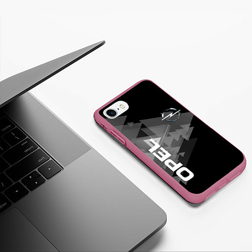 Чехол iPhone 7/8 матовый OPEL / 3D-Малиновый – фото 3