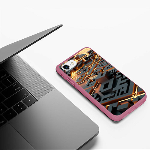 Чехол iPhone 7/8 матовый 3D абстрактная схема / 3D-Малиновый – фото 3