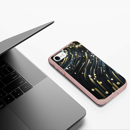 Чехол iPhone 7/8 матовый Абстракция искры полосы боке / 3D-Светло-розовый – фото 3