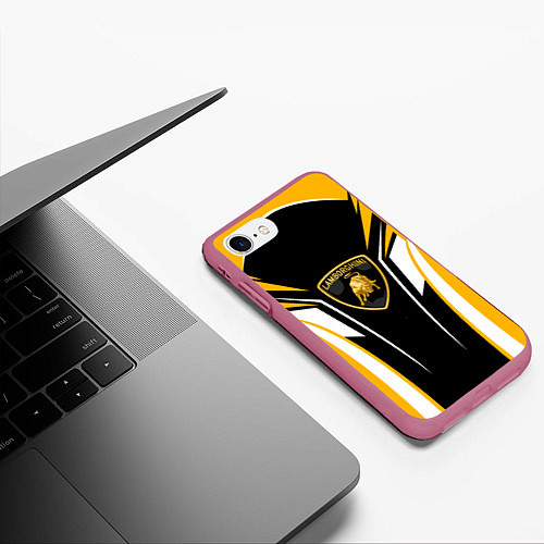 Чехол iPhone 7/8 матовый Ламборгини Форма / 3D-Малиновый – фото 3