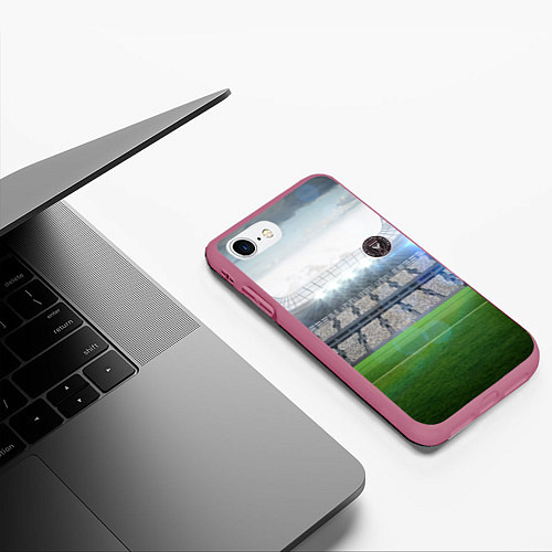 Чехол iPhone 7/8 матовый FC INTER MIAMI / 3D-Малиновый – фото 3