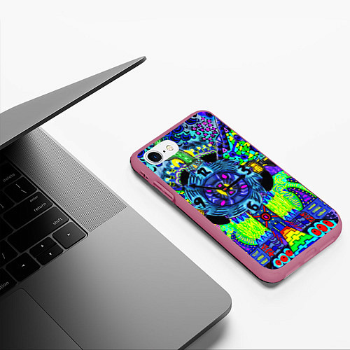 Чехол iPhone 7/8 матовый КИСЛОТА ГОРОД / 3D-Малиновый – фото 3