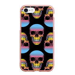 Чехол iPhone 7/8 матовый Neon skull!, цвет: 3D-светло-розовый