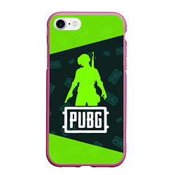 Чехол iPhone 7/8 матовый PUBG ПАБГ, цвет: 3D-малиновый