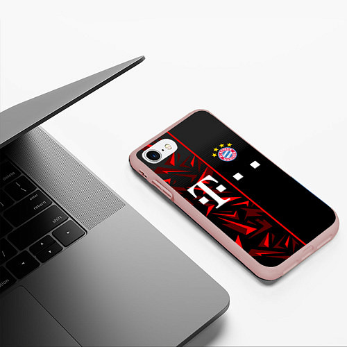 Чехол iPhone 7/8 матовый FC Bayern Munchen Форма / 3D-Светло-розовый – фото 3
