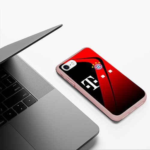Чехол iPhone 7/8 матовый FC Bayern Munchen Форма / 3D-Светло-розовый – фото 3