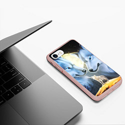 Чехол iPhone 7/8 матовый ВОЛК В НОЧИ D, цвет: 3D-светло-розовый — фото 2