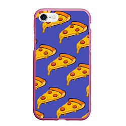 Чехол iPhone 7/8 матовый Кусочки пиццы, цвет: 3D-малиновый