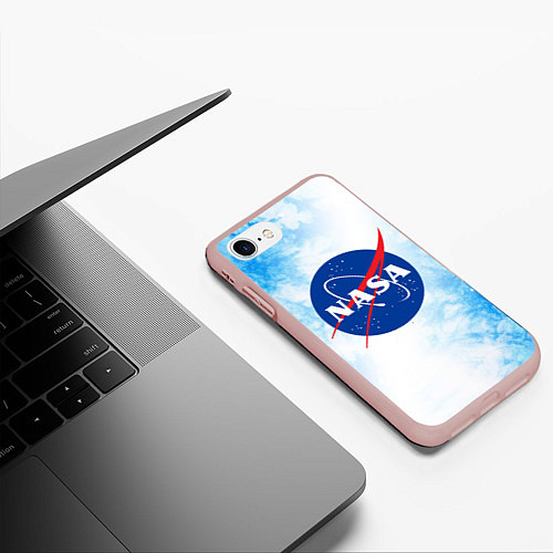 Чехол iPhone 7/8 матовый NASA НАСА / 3D-Светло-розовый – фото 3