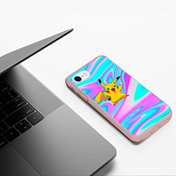 Чехол iPhone 7/8 матовый Пикачу, цвет: 3D-светло-розовый — фото 2