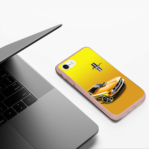 Чехол iPhone 7/8 матовый Ford mustang - motorsport / 3D-Светло-розовый – фото 3