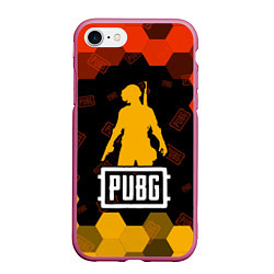 Чехол iPhone 7/8 матовый PUBG ПАБГ, цвет: 3D-малиновый