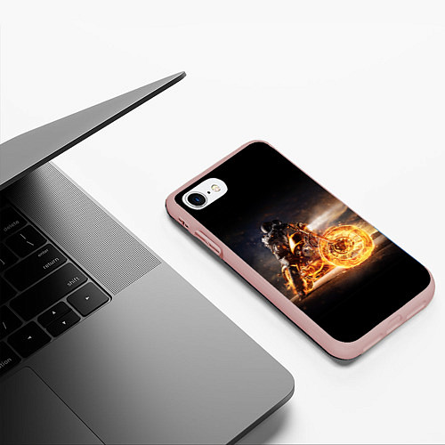 Чехол iPhone 7/8 матовый Fire racer / 3D-Светло-розовый – фото 3