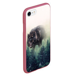 Чехол iPhone 7/8 матовый Волк, цвет: 3D-малиновый — фото 2