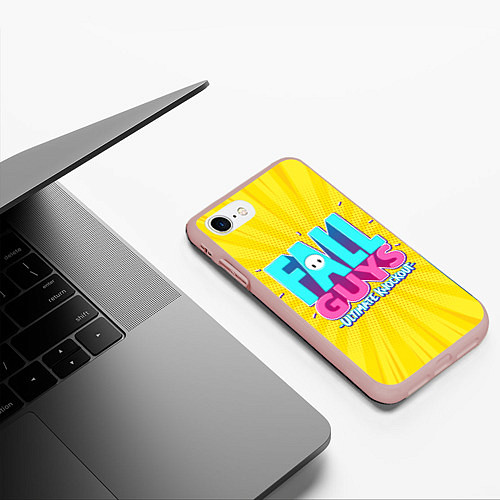 Чехол iPhone 7/8 матовый Fall Guys / 3D-Светло-розовый – фото 3
