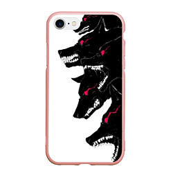 Чехол iPhone 7/8 матовый Волки, цвет: 3D-светло-розовый