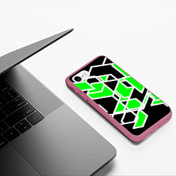 Чехол iPhone 7/8 матовый Зелёное трубы, цвет: 3D-малиновый — фото 2
