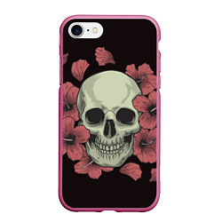 Чехол iPhone 7/8 матовый Skull in red 2, цвет: 3D-малиновый