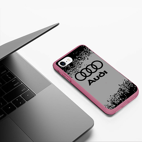 Чехол iPhone 7/8 матовый AUDI АУДИ / 3D-Малиновый – фото 3