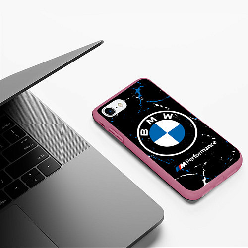 Чехол iPhone 7/8 матовый BMW БМВ / 3D-Малиновый – фото 3