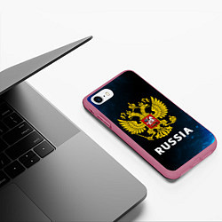 Чехол iPhone 7/8 матовый RUSSIA РОССИЯ, цвет: 3D-малиновый — фото 2