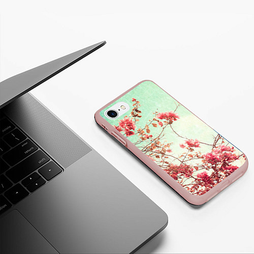 Чехол iPhone 7/8 матовый Цветы / 3D-Светло-розовый – фото 3