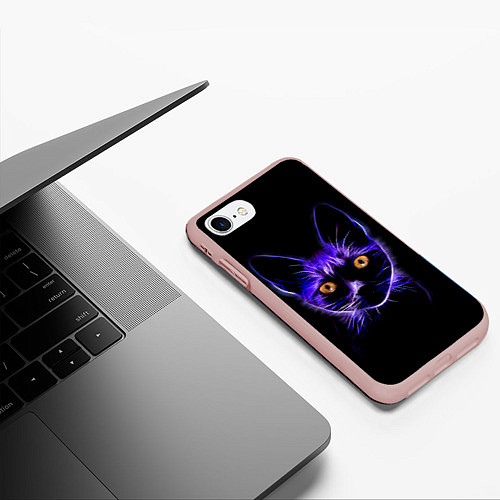 Чехол iPhone 7/8 матовый Дикая кошка / 3D-Светло-розовый – фото 3