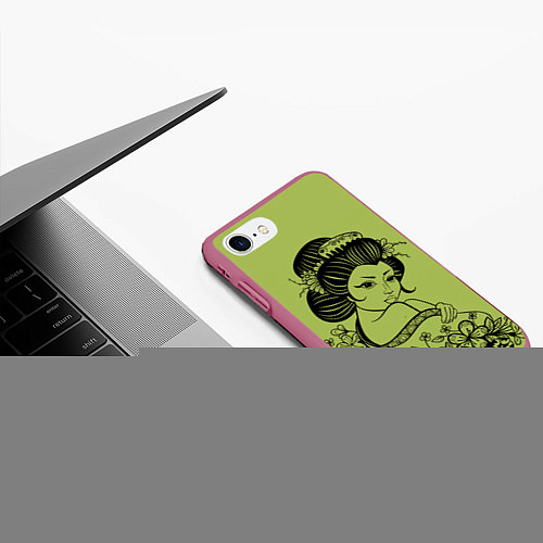 Чехол iPhone 7/8 матовый Geisha 23 / 3D-Малиновый – фото 3