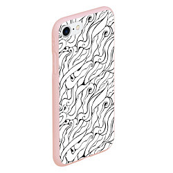 Чехол iPhone 7/8 матовый Черно-белые узоры, цвет: 3D-светло-розовый — фото 2