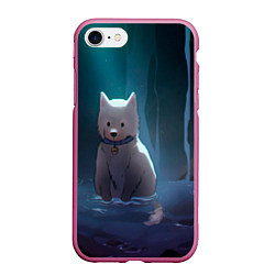 Чехол iPhone 7/8 матовый Одинокий пес в озере слез, цвет: 3D-малиновый