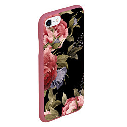 Чехол iPhone 7/8 матовый Цветы, цвет: 3D-малиновый — фото 2