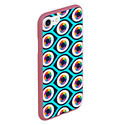 Чехол iPhone 7/8 матовый Глаза паттерн, цвет: 3D-малиновый — фото 2