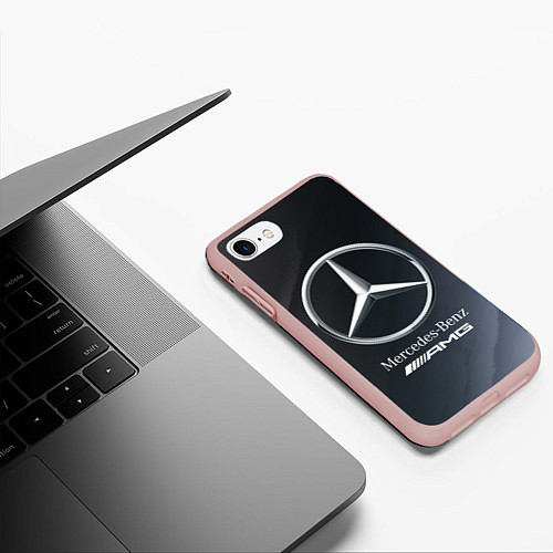 Чехол iPhone 7/8 матовый MERCEDES МЕРСЕДЕС / 3D-Светло-розовый – фото 3