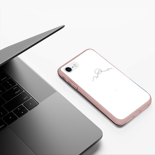 Чехол iPhone 7/8 матовый Минимализм силуэт горы / 3D-Светло-розовый – фото 3