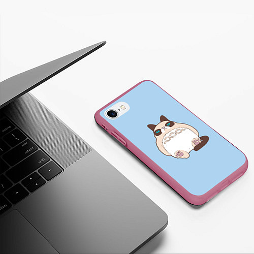 Чехол iPhone 7/8 матовый Тоторный кот / 3D-Малиновый – фото 3