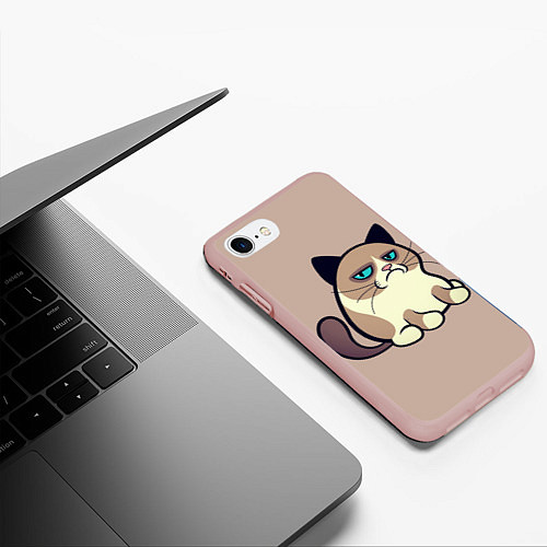 Чехол iPhone 7/8 матовый Великий Grumpy Cat / 3D-Светло-розовый – фото 3