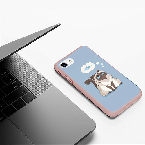 Чехол iPhone 7/8 матовый Голодный котейка / 3D-Светло-розовый – фото 3