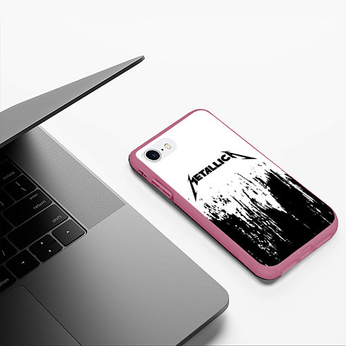 Чехол iPhone 7/8 матовый METALLICA МЕТАЛЛИКА / 3D-Малиновый – фото 3