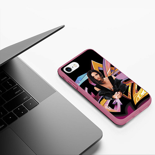 Чехол iPhone 7/8 матовый Supergirl / 3D-Малиновый – фото 3