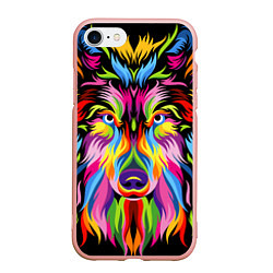 Чехол iPhone 7/8 матовый Neon wolf, цвет: 3D-светло-розовый