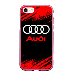 Чехол iPhone 7/8 матовый AUDI АУДИ, цвет: 3D-малиновый