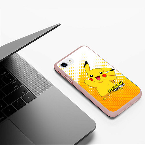 Чехол iPhone 7/8 матовый Pikachu Pika Pika / 3D-Светло-розовый – фото 3