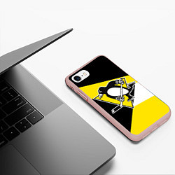 Чехол iPhone 7/8 матовый Pittsburgh Penguins Exclusive, цвет: 3D-светло-розовый — фото 2