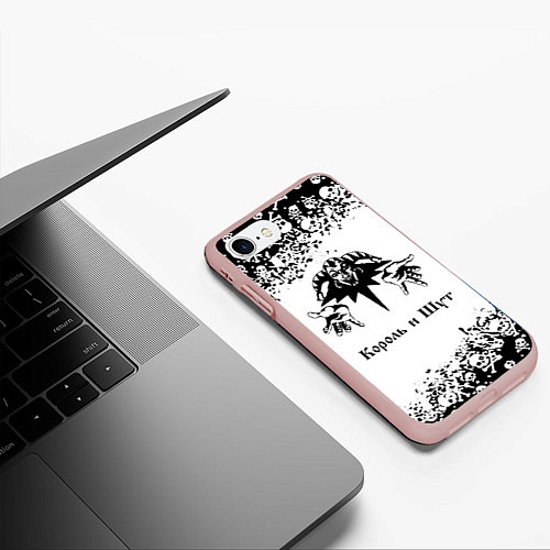 Чехол iPhone 7/8 матовый КОРОЛЬ И ШУТ / 3D-Светло-розовый – фото 3