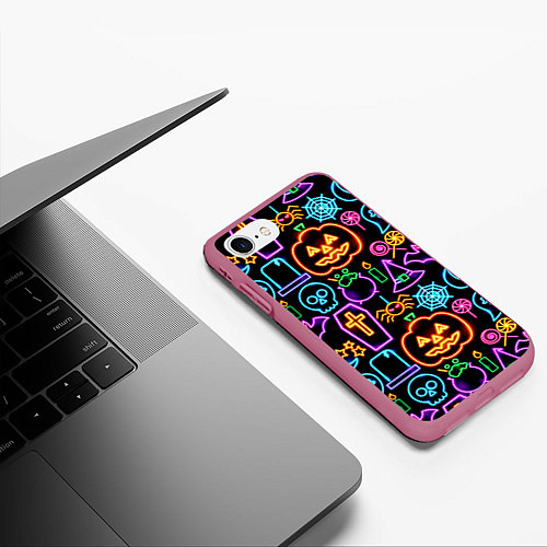 Чехол iPhone 7/8 матовый Halloween / 3D-Малиновый – фото 3