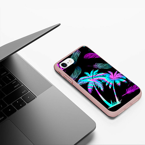 Чехол iPhone 7/8 матовый Неоновое лето / 3D-Светло-розовый – фото 3