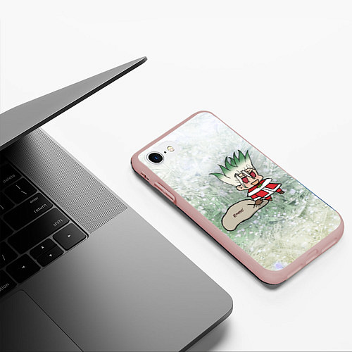 Чехол iPhone 7/8 матовый Доктор Стоун новогодний / 3D-Светло-розовый – фото 3